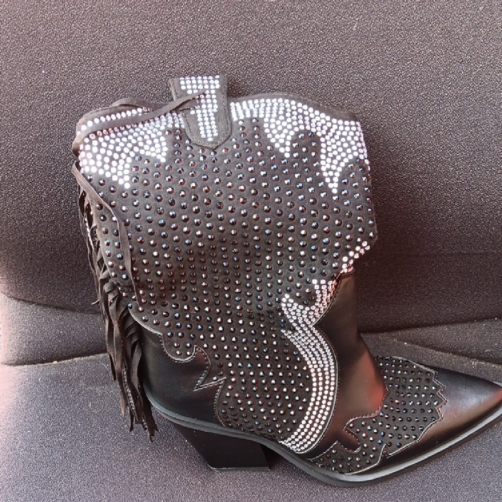 Black Studded Western Boots